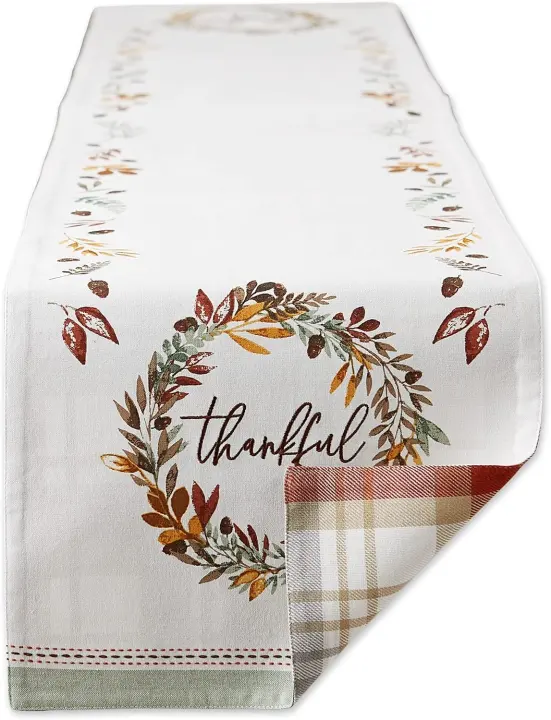 Reversible Autumn Table Runner — 14 x 108 in Fall Table Decor