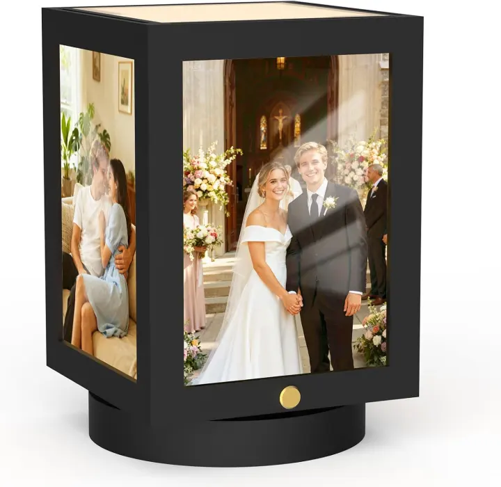 Rotating 4x6 Photo Frame Lamp — Vintage Touch Table Light