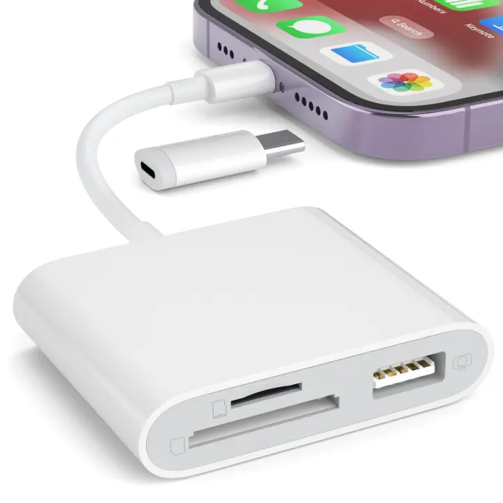 SD/TF Memory Card Reader Adapter for iPhone — Lightning & USB‑C