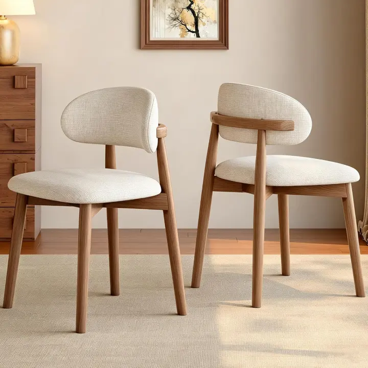 Smudyizi Mid-Century Upholstered Wooden Dining Chairs — Set of 2