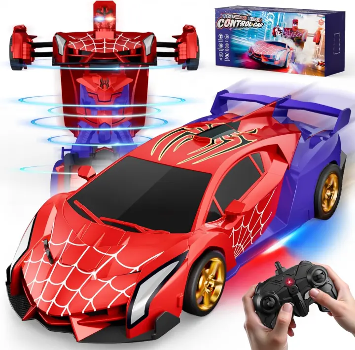 Spider Transform Remote Control Car — Light-Up One-Button Robot RC