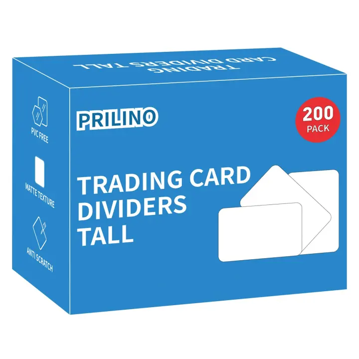 Tall Trading Card Dividers — White Plastic, 200-Pack