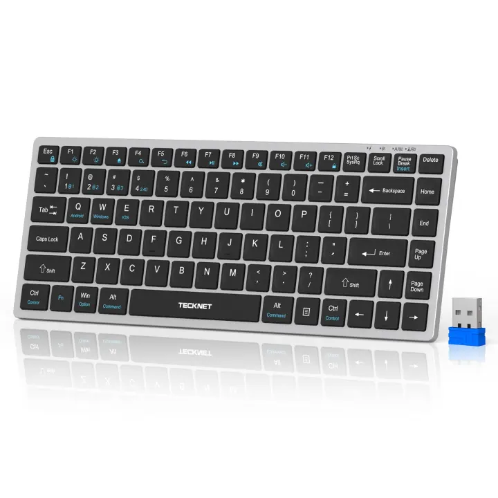 TECKNET Rechargeable Compact Wireless Keyboard — 4-Device Multi-Mode