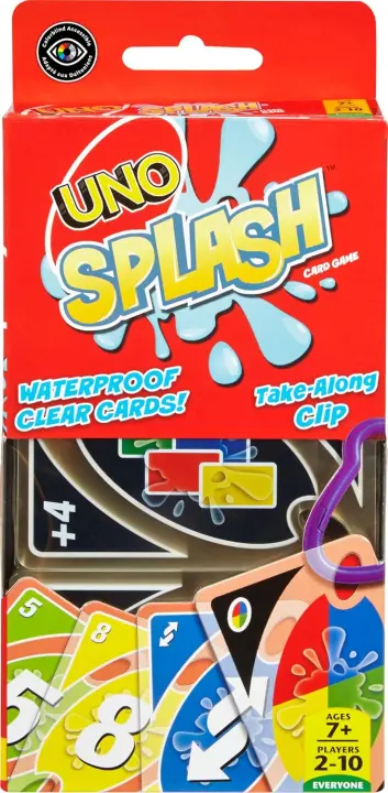 UNO Splash Waterproof Card Game — Clip-On Travel Deck