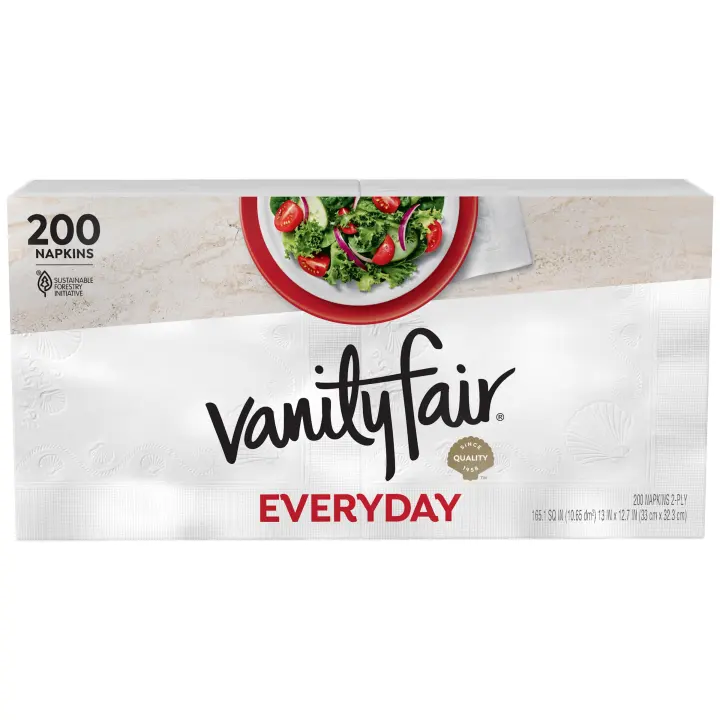 Vanity Fair Everyday 2‑Ply White Paper Napkins — 200 Count