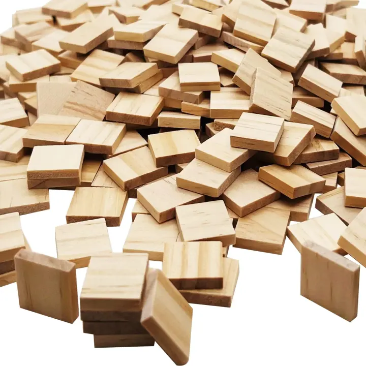 Wooden Blank Letter Tiles — 100 Unfinished Craft Squares